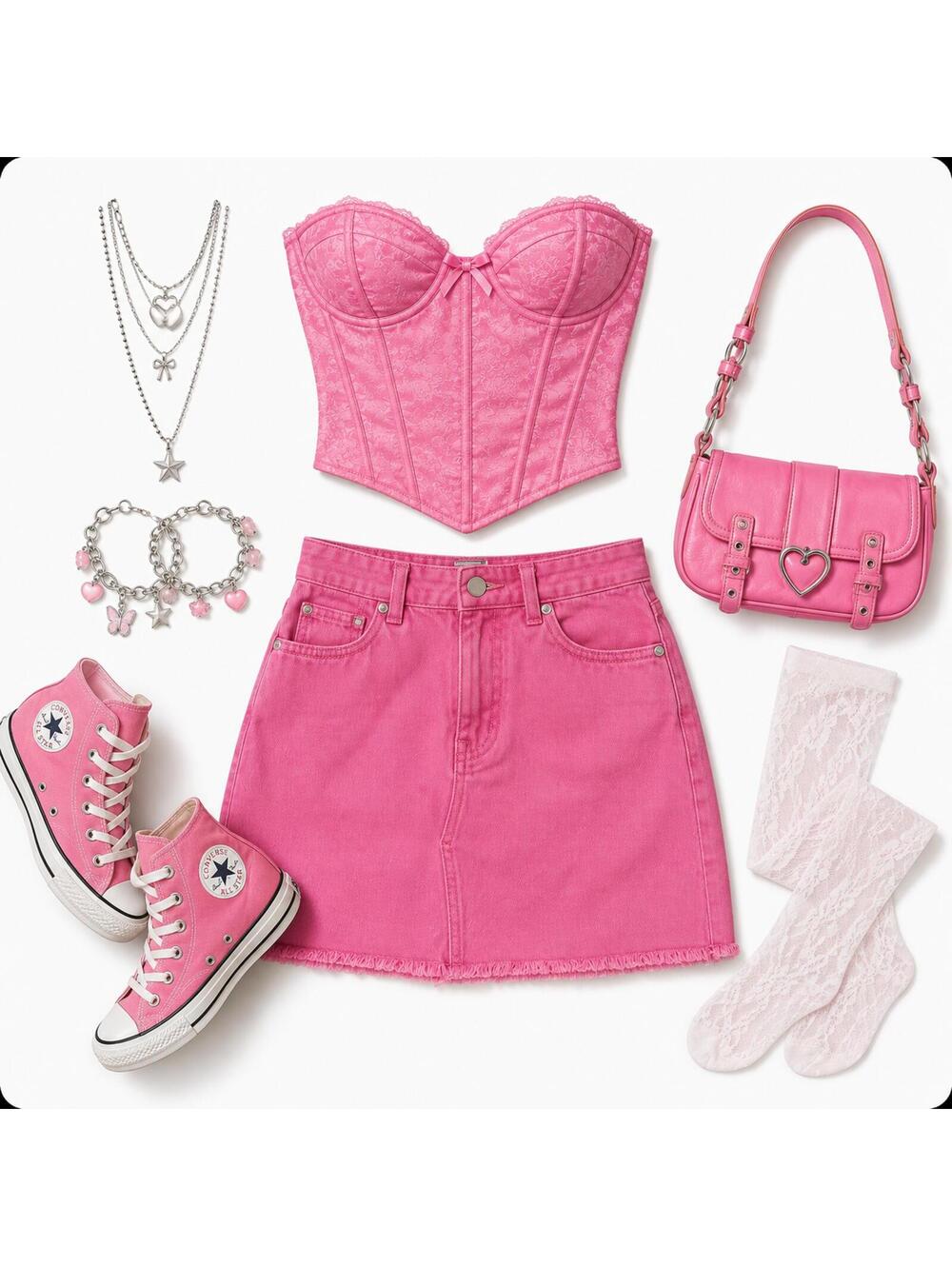 Pink Coquette Denim Mini Skirt XS Barbiecore Indie Low Rise Festival